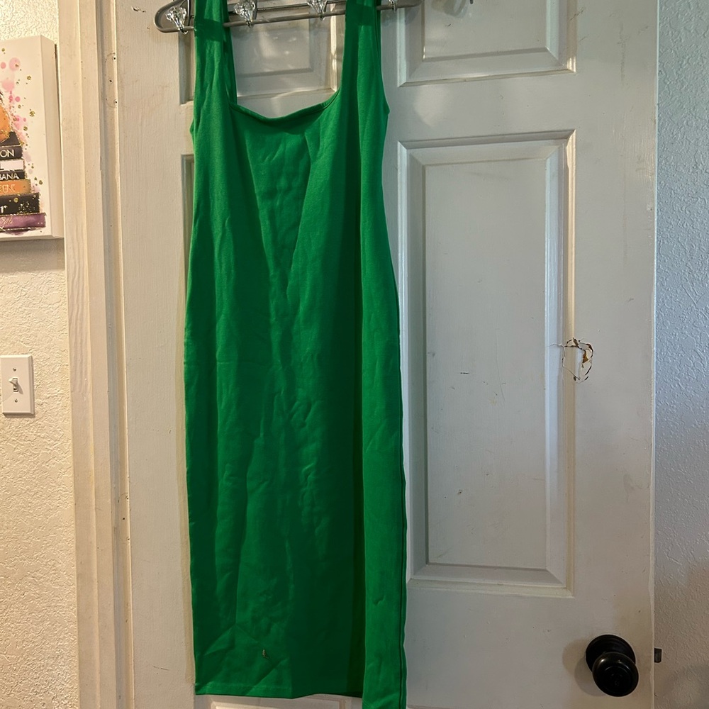 Zara Bright Green Midi Slip Dress